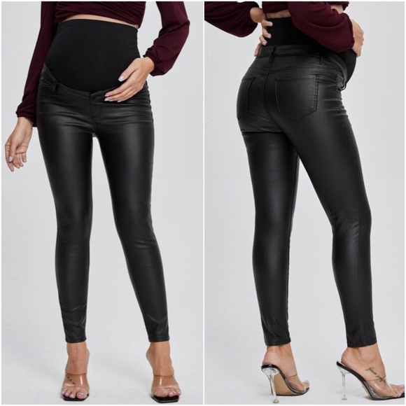 Maternity Army Green Wide Band Waist Skinny Fitted Pants - Picture 3 of 7